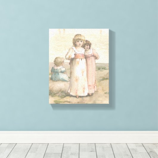 Print "Little Beachcombers" Canvas (Insitu (Houten vloer))