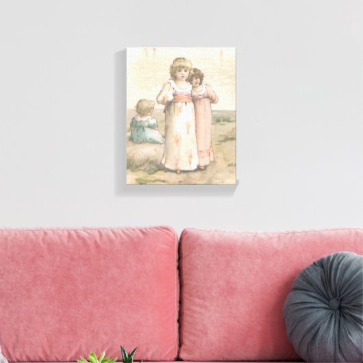 Print "Little Beachcombers" Canvas (Insitu (Woonkamer))