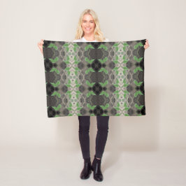 print met zwart wit en groen fleece deken