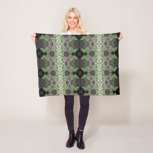  print met zwart wit en groen fleece deken (In situ)
