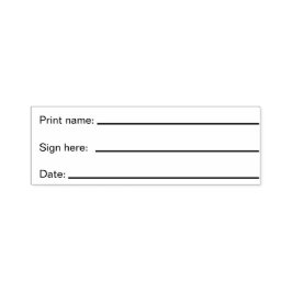 Print Name Sign Here and Date & Lines to Write on Zelfinktende Stempel