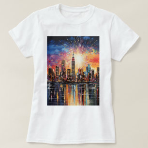 Print New York, Kleurrijke verf, Elegant T-shirt
