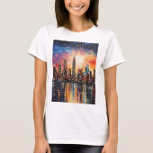 Print New York, Kleurrijke verf, Elegant T-shirt (Voorkant)