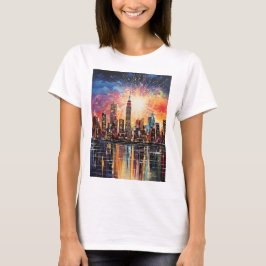 Print New York, Kleurrijke verf, Elegant T-shirt