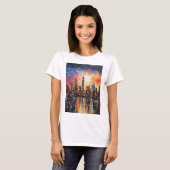 Print New York, Kleurrijke verf, Elegant T-shirt (Voorkant volledig)