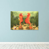 Print on canvas enchanted ocean world seahorses (Insitu (Houten vloer))