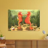 Print on canvas enchanted ocean world seahorses (Insitu (Woonkamer))