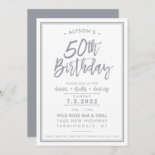 PRINT ORDER voor Alyson - 50th Birthday Kaart (Voorkant / Achterkant)