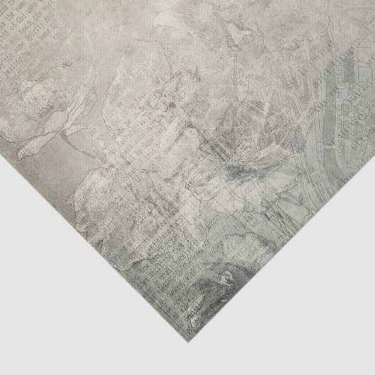 Print Pagina met Ingedrukte Witte Bloemen Tissuepapier (Detail)