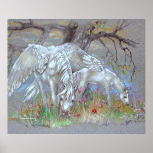 PRINT - Pegasus moeder & foal