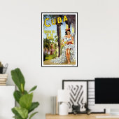 Print Retro Vintage Afbeelding Reis Cuba (Thuiskantoor)