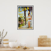 Print Retro Vintage Afbeelding Reis Cuba (Keuken)