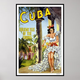 Print Retro Vintage Afbeelding Reis Cuba