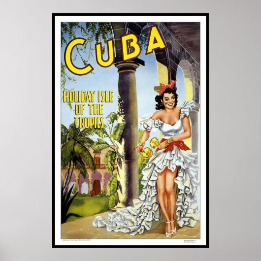 Print Retro Vintage Afbeelding Reis Cuba (Voorkant)