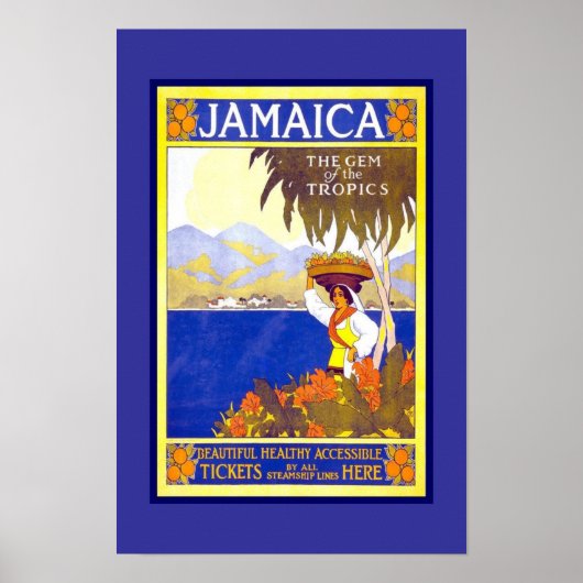 Print Retro Vintage Afbeelding Reis Jamaica (Voorkant)