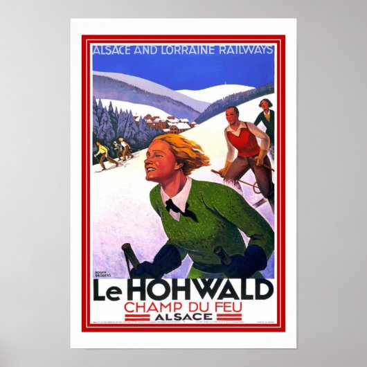 Print Retro Vintage Afbeelding Reis LeHohwald Ski (Voorkant)