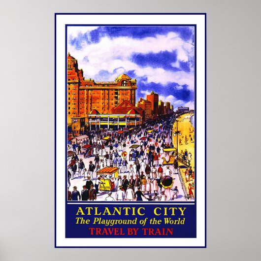 Print Retro Vintage Afbeelding Reizen Atlantic Cit (Voorkant)