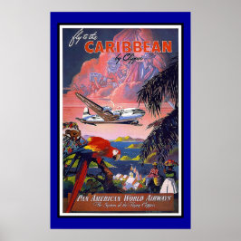 Print Retro Vintage Afbeelding Reizen Caribisch ge