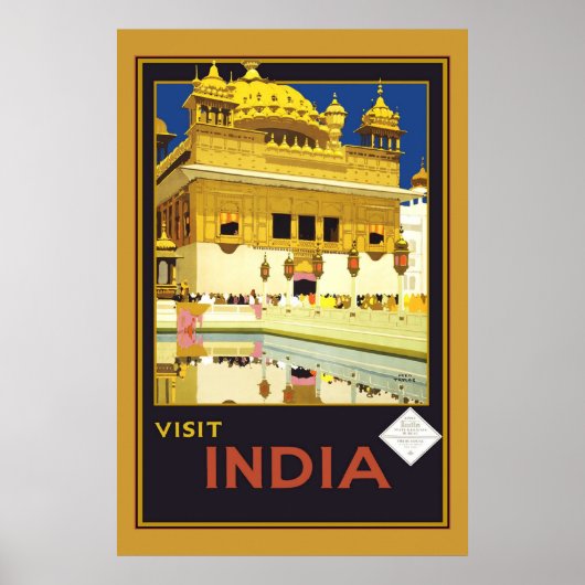 Print Retro Vintage Afbeelding Reizen India (Voorkant)