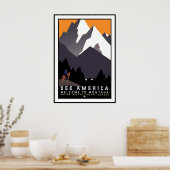 Print Retro Vintage Afbeelding Reizen Montana (Keuken)