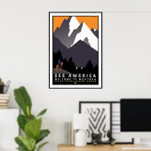 Print Retro Vintage Afbeelding Reizen Montana (Thuiskantoor)