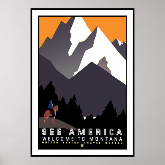 Print Retro Vintage Afbeelding Reizen Montana (Voorkant)