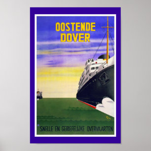 Print Retro Vintage Afbeelding Reizen Oostende Dov