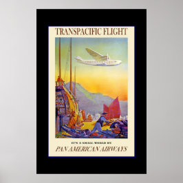 Print Retro Vintage Afbeelding Reizen Pan American