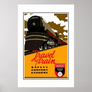 Print Retro Vintage Afbeelding Reizen Per Trein