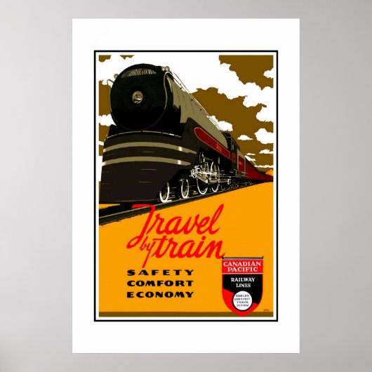 Print Retro Vintage Afbeelding Reizen Per Trein (Voorkant)