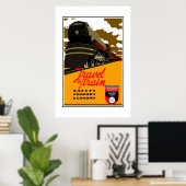 Print Retro Vintage Afbeelding Reizen Per Trein (Thuiskantoor)