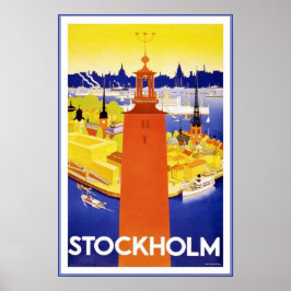 Print Retro Vintage Afbeelding Reizen Stockholm