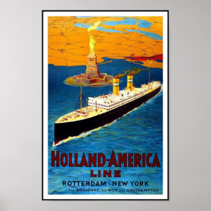 Print Retro Vintage Image Travel Holland - Amerika