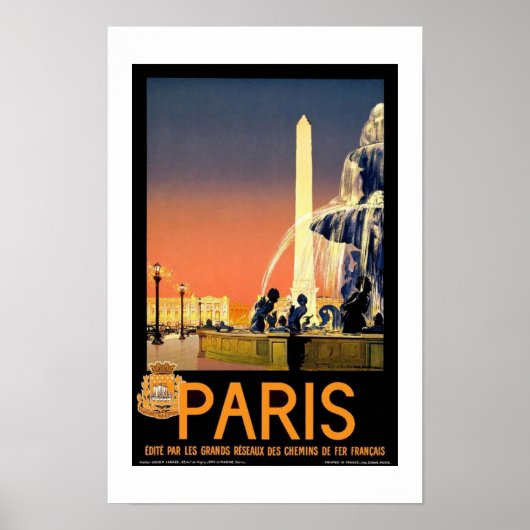 Print Retro Vintage Image Travel Paris Frankrijk (Voorkant)