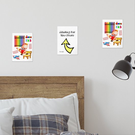 Print Set Aiming Sterren Crayons Treinen Vliegtuig (Slaapkamer)