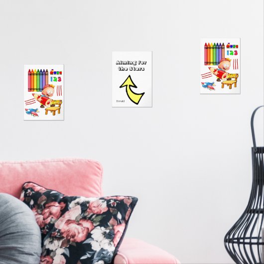 Print Set Aiming Sterren Crayons Treinen Vliegtuig (Woonkamer)