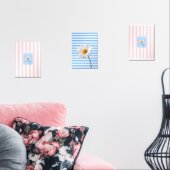 Print Set Blauw Roze Witte Streep Bloemen Daisy (Woonkamer)