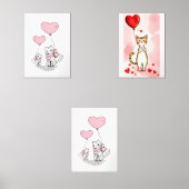 Print Set Cat Red & Pink Hearts (Voorkant)