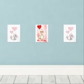 Print Set Cat Red & Pink Hearts (Houten vloer)
