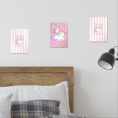 Print Set Pink & White Stripe Unicorn (Slaapkamer)