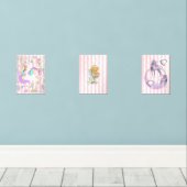 Print Set  Pink & White Stripe Unicorn Angel (Houten vloer)