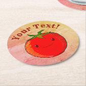  Print Stijl Leuke Cartoon Tomaat Ronde Kartonnen Onderzetter (Gebogen)