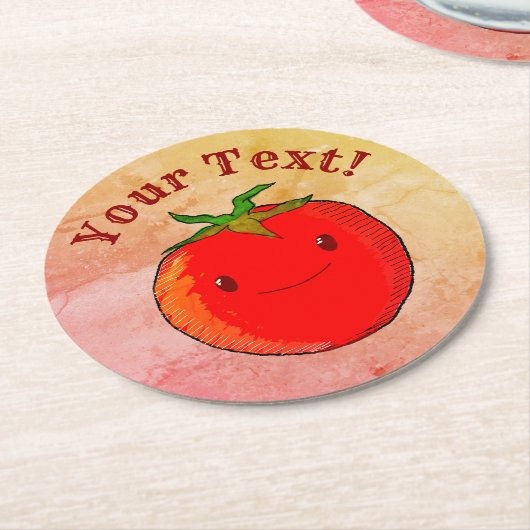  Print Stijl Leuke Cartoon Tomaat Ronde Kartonnen Onderzetter (Gebogen)