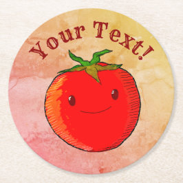  Print Stijl Leuke Cartoon Tomaat Ronde Kartonnen Onderzetter