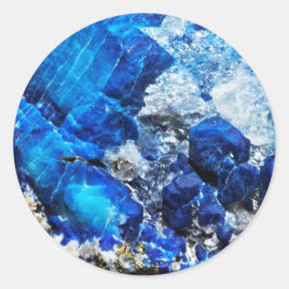 Print Stijlvolle natuurlijke heldere Aqua Blue Geo Ronde Sticker