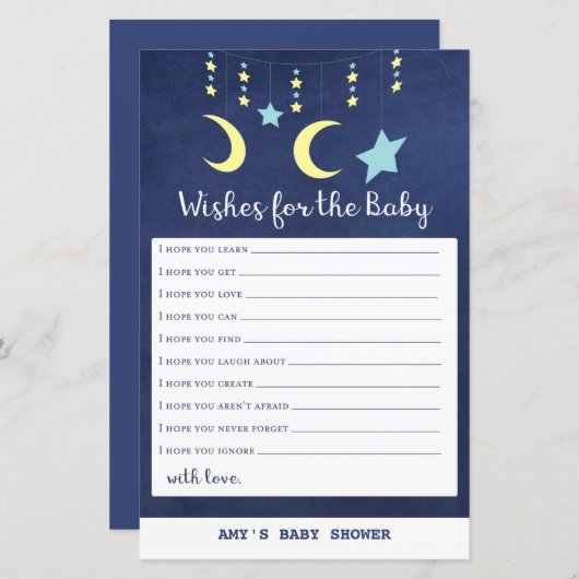 PRINT Twinkle Twinkle Moon Stars Baby shower Game (Voorkant / Achterkant)