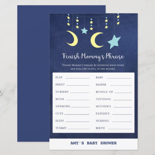 PRINT Twinkle Twinkle Moon Stars Baby shower Game (Voorkant / Achterkant)