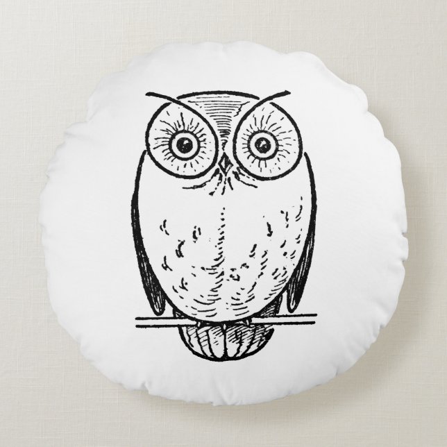  Print Uil Hoot Rond Kussen (Voorkant)