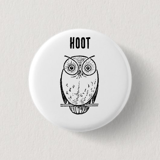 Print Uil Hoot Ronde Button 3,2 Cm (Voorkant)