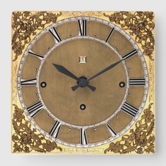 Print van Antiek 1685 Joseph Knibb Vierkante Klok (Voorkant)